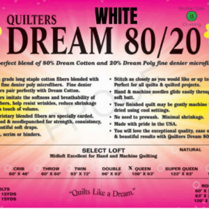 Quilters Dream White 80/20 Select King 120" Per Yard