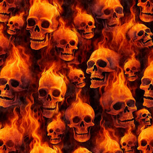 QT Fabrics Gotta Have it Flaming Skulls