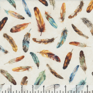 QT Fabrics Birdsong Feathers White