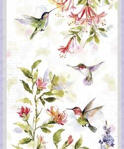 Hummingbird Floral Panel 24"