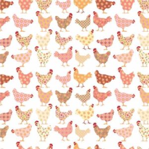 Poppie Cotton White Cheeky Chickens