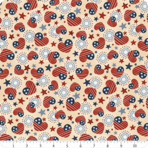 PB Textiles America The Beautiful Cream Hearts