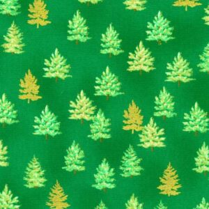 Robert Kaufman Holiday Charms Pine Gold Metallic