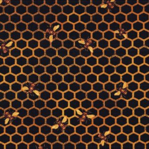 HF-Sunflowers & Bees 1866-4540 Black - Bees on Honeycomb