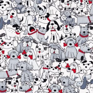 HF- Playful Pups with Bones 1556-6748 White