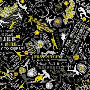 Timeless Treasures Elite Athlete Girls Softball Text