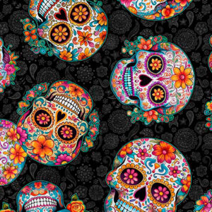 QT Fabrics Skullduggery Sugar Skulls Toss