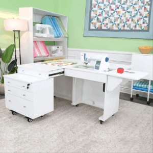 Kangaroo Kangaroo/Joey Sewing Cabinet With Electric Lift Ash White