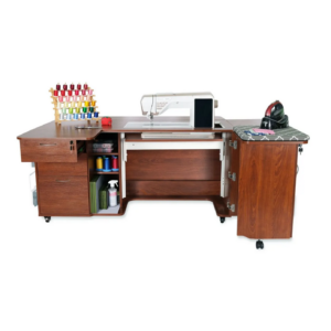 Kangaroo Sydney Sewing Cabinet With Electric Lift Teak