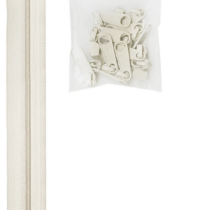 By Annie 4 yards zipper and 16 Extra-Large Coordinated Pulls White