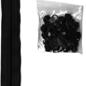 By Annie 4 yards zipper and 16 Extra-Large Coordinated Pulls Black