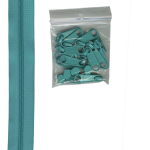 By Annie 4 yards zipper and 16 Extra-Large Coordinated Pulls Turquoise