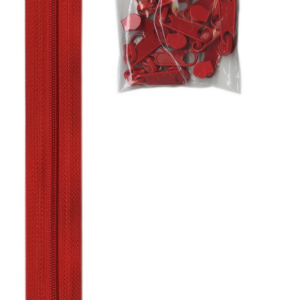 By Annie 4 yards zipper and 16 Extra-Large Coordinated Pulls Atom Red