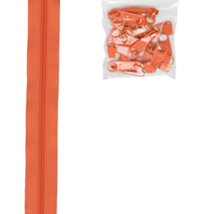 By Annie 4 yards zipper and 16 Extra-Large Coordinated Pulls Pumpkin