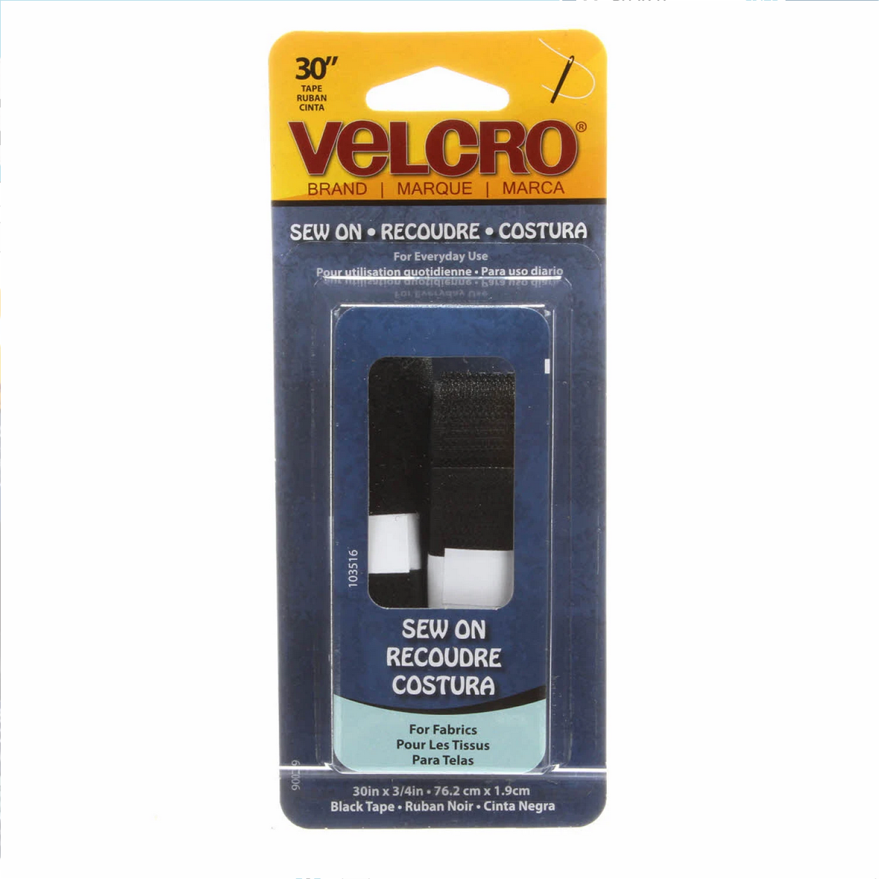 VELCRO® Brand Fastener Regular Duty Strip Black 3/4in x 18in Stick On
