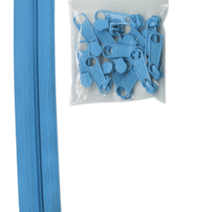 By Annie 4 yards zipper and 16 Extra-Large Coordinated Pulls Parrot Blue