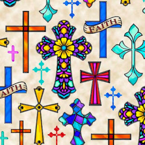 QT fabrics Guardian Angel Crosses Tan