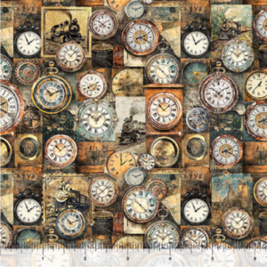 QT fabrics Steam & Steel Clocks