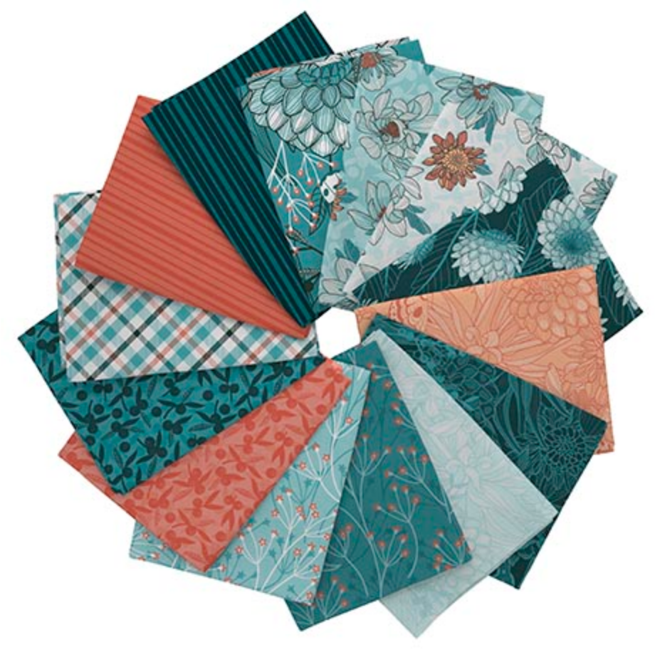 QT fabrics Dahlias At Dusk 10" Squares