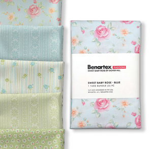 Benartex Sweet Baby Rose 1 Yard Bundle -Blue