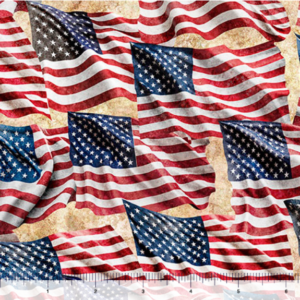 QT Fabrics Stars, Stripes, and Steel Waving American Flag