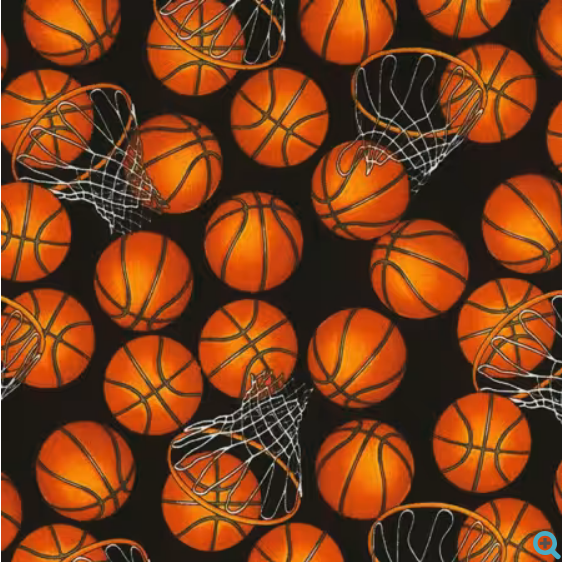 Timeless Treasures Fitness Fanatics Black Basketballs & Hoops